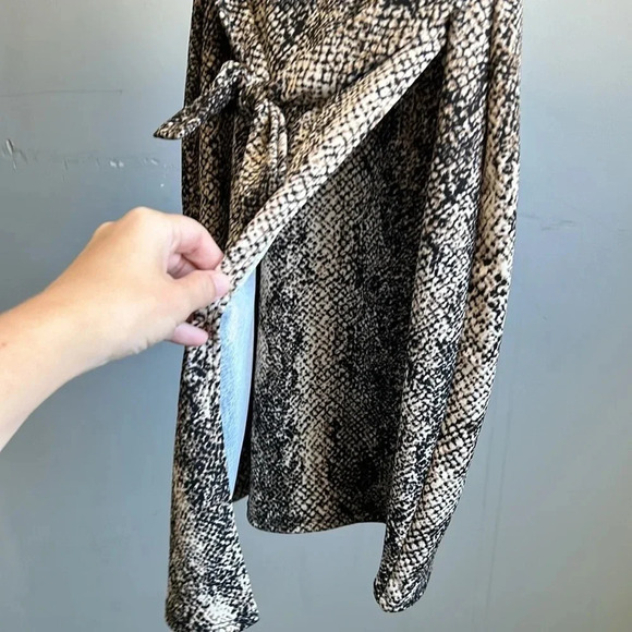 Rebel Sugar Wrap Dress Snakeskin | Snakeskin Print Dress | Wrap Dress | Tan - Picture 4 of 8